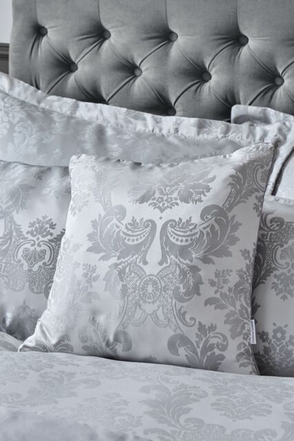 Catherine Lansfield 'Damask Jacquard' Cushion in Silver - Size: 43 cm x 43 cm - image 1