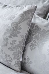 Catherine Lansfield 'Damask Jacquard' Cushion in Silver - Size: 43 cm x 43 cm - thumbnail 2