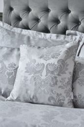 Catherine Lansfield 'Damask Jacquard' Cushion in Silver - Size: 43 cm x 43 cm - thumbnail 1