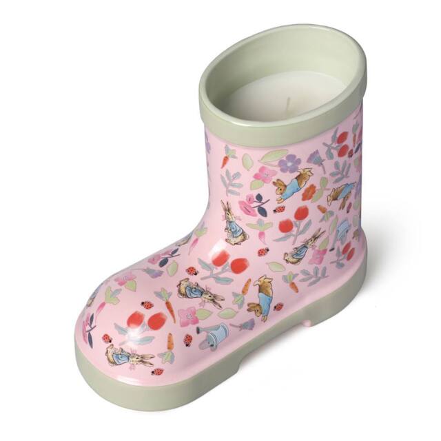 Peter Rabbit Pink Floral Wellington Boot Candle Spring Bloom 35hr Burn - Size: Medium - image 1