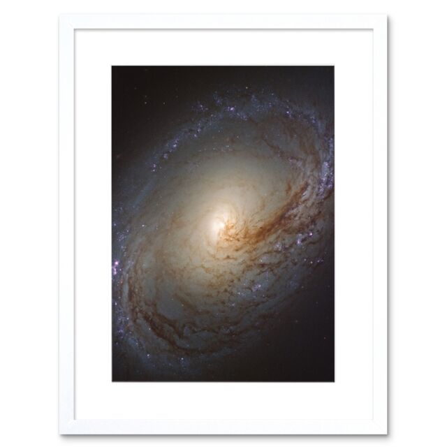 Artery8 Wall Art Print Hubble Space Astronomy NGC 3368 Orange Blue Galaxy Also Known As Messier 96 Starbirth Occurring Along Dark Dust Gas Filaments - image 1