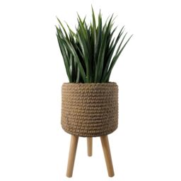 Leaf 53cm x 32cm Seagrass Style Composite Large Planter in Dark Brown - Size: 53 cm x 32 cm - thumbnail 2