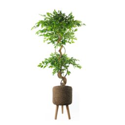 Leaf 53cm x 32cm Seagrass Style Composite Large Planter in Dark Brown - Size: 53 cm x 32 cm - thumbnail 4