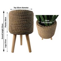 Leaf 53cm x 32cm Seagrass Style Composite Large Planter in Dark Brown - Size: 53 cm x 32 cm - thumbnail 3