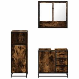 Berkfield Home 3 Piece Bathroom Furniture Set Smoked Oak Engineered Wood in Brown - thumbnail 5