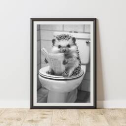 60 SECOND MAKEOVER Hedgehog On The Toilet Animal Print - Size: A4 - thumbnail 1