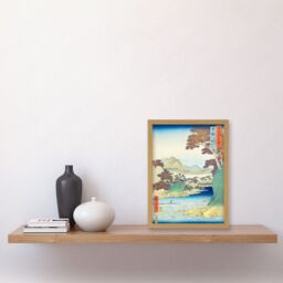 Artery8 Tatsuta Mountain & Tatsuta River Yamato Province Utagawa Hiroshige Japan Woodblock Artwork Framed Wall Art Print A4 in Light Oak - thumbnail 2