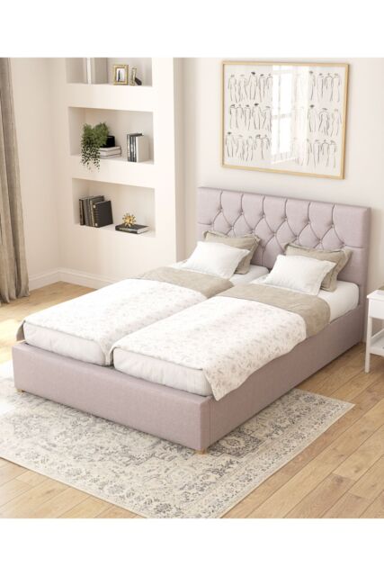 Aspire Olivier Electric Adjustable Bed Upholstered in Eire Linen Fabric with Pocket Sprung Mattress UK Made in Grey - Size: King - image 1