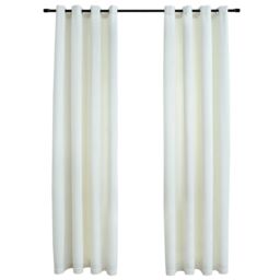 Berkfield Home Blackout Curtains with Rings 2 pcs Velvet Cream 140x225 cm - thumbnail 2