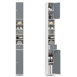 Gymax Slim Bathroom Tall Cabinet Narrow Linen Tower With 2 Door & 1 Drawer