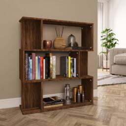 Berkfield Home Book Cabinet/Room Divider Brown Oak 80x24x96 cm Engineered Wood - Size: 80 x 24 x 96 cm - thumbnail 3