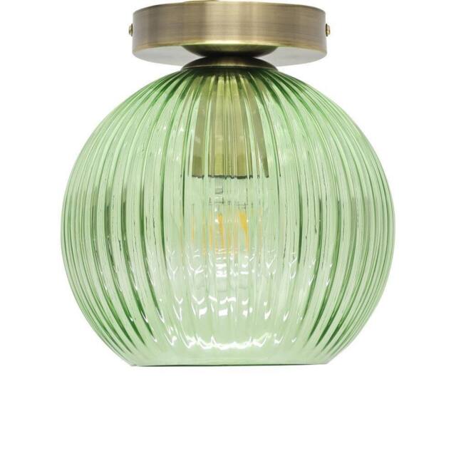 First Choice Lighting Betchley - Green Glass Globe Antique Brass Ceiling Light Fitting - image 1