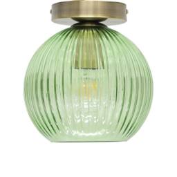 First Choice Lighting Betchley - Green Glass Globe Antique Brass Ceiling Light Fitting