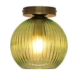 First Choice Lighting Betchley - Green Glass Globe Antique Brass Ceiling Light Fitting - thumbnail 2