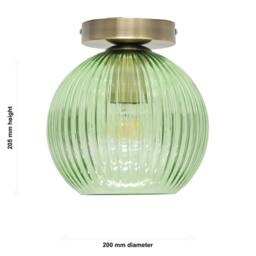 First Choice Lighting Betchley - Green Glass Globe Antique Brass Ceiling Light Fitting - thumbnail 5