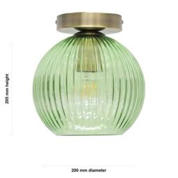 First Choice Lighting Betchley - Green Glass Globe Antique Brass Ceiling Light Fitting - thumbnail 4