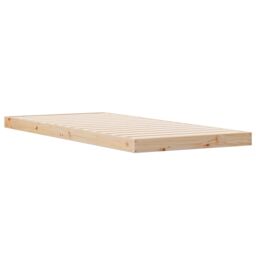 Berkfield Home Floor Bed Frame White 90x220 cm Solid Wood Pine in Beige - thumbnail 2