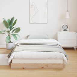 Berkfield Home Floor Bed Frame White 90x220 cm Solid Wood Pine in Beige - thumbnail 4