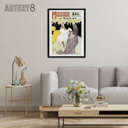 "Artery8 Moulin Rouge La Goulue Framed Canvas Wall Art Print Toulouse Lautrec - Size: W12"" x H16""" - thumbnail 3