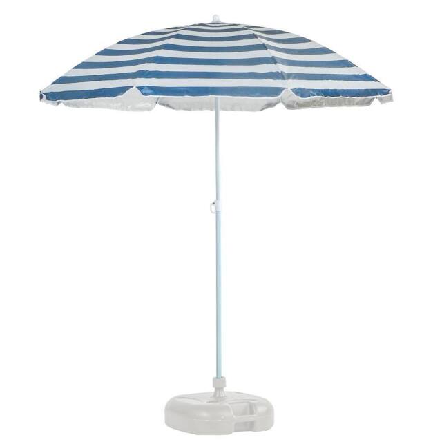 Harbour Housewares Metal Beach Parasol & Base Set 1.74 x 1.93m in White - image 1