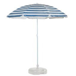Harbour Housewares Metal Beach Parasol & Base Set 1.74 x 1.93m in White - thumbnail 1