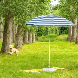 Harbour Housewares Metal Beach Parasol & Base Set 1.74 x 1.93m in White - thumbnail 5