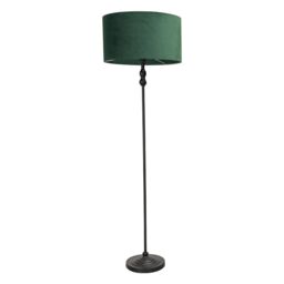 ValueLights Maggie Black Metal Candlestick Floor Lamp with Velvet Lamp Shade in Bottle Green - thumbnail 2