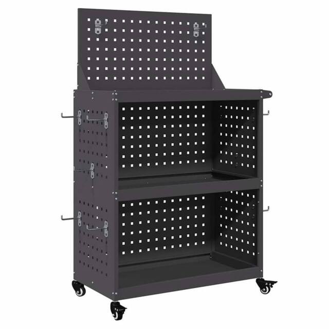 Berkfield Home Tool Trolley Black 65 x 35 x 111 cm Powder-coated steel - image 1