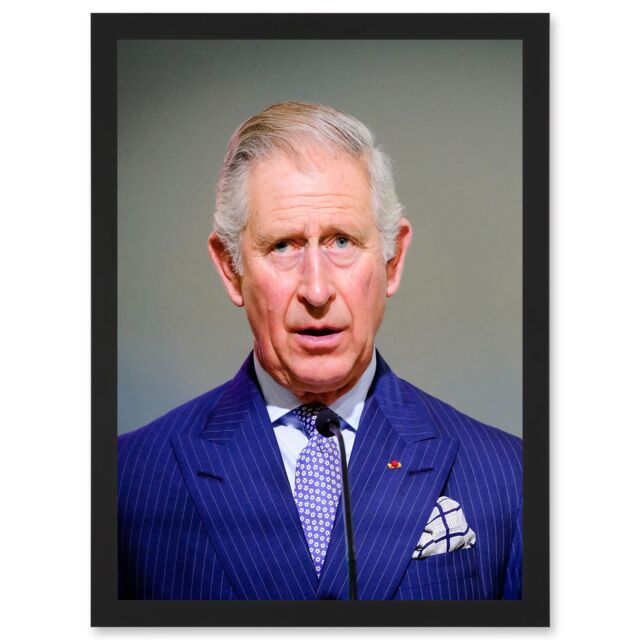 Artery8 King Charles III Third of England Scotland United Kingdom Speech Photo Artwork Framed Wall Art Print A4 in Black - image 1