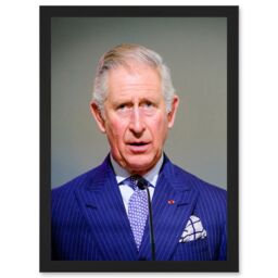 Artery8 King Charles III Third of England Scotland United Kingdom Speech Photo Artwork Framed Wall Art Print A4 in Black - thumbnail 1