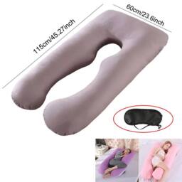 Hinsinc Pink U-Shaped Maternity Pillow for Pregnancy - thumbnail 2