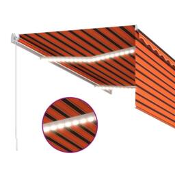 Berkfield Home Manual Retractable Awning with Blind&LED 3.5x2.5m Orange&Brown - thumbnail 5