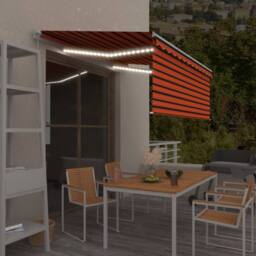 Berkfield Home Manual Retractable Awning with Blind&LED 3.5x2.5m Orange&Brown - thumbnail 1