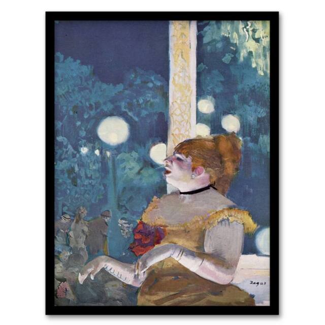 Artery8 Edgar Degas Framed Wall Art Print Cafe Concert Song of the Dog in Blue - Size: A4 - image 1