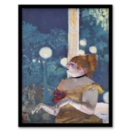 Artery8 Edgar Degas Framed Wall Art Print Cafe Concert Song of the Dog in Blue - Size: A4 - thumbnail 1