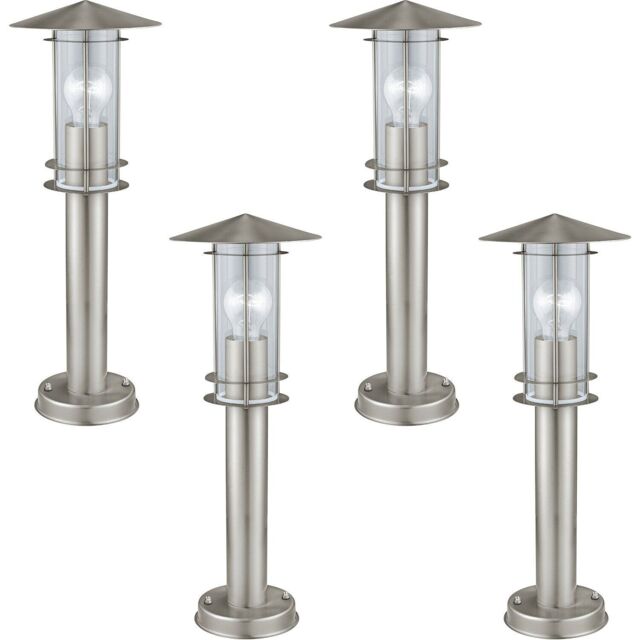 Loops 4 PACK IP44 Outdoor Bollard Light Stainless Steel 500mm 60W E27 Driveway Post in Metallics - image 1