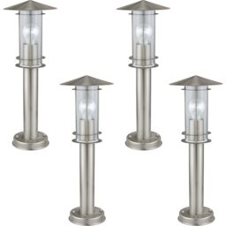 Loops 4 PACK IP44 Outdoor Bollard Light Stainless Steel 500mm 60W E27 Driveway Post in Metallics - thumbnail 1