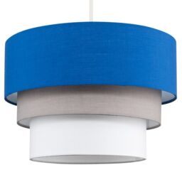 ValueLights Aztec Three Tier Drop Easy Fit Fabric Ceiling Pendant Light Lamp Shade in Blue - thumbnail 2