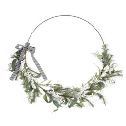 Scottish Everlastings Ltd 80cm Metal Ring Wreath with Stripey Bow in Green - thumbnail 2