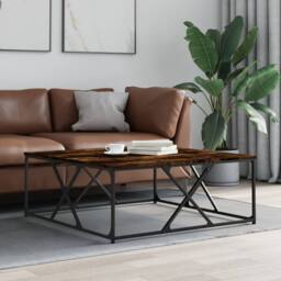 Berkfield Home Decorative Coffee Table Smoked Oak 100x100x40 cm Engineered Wood in Brown - Size: 100 x 100 x 40 cm - thumbnail 2