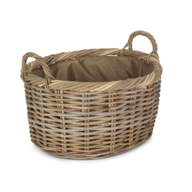 Red Hamper Rattan Medium Oval Rattan Storage Basket With Cordura Lining in Brown - image 1