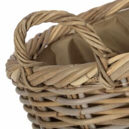 Red Hamper Rattan Medium Oval Rattan Storage Basket With Cordura Lining in Brown - thumbnail 3