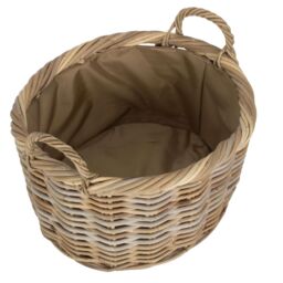 Red Hamper Rattan Medium Oval Rattan Storage Basket With Cordura Lining in Brown - thumbnail 2
