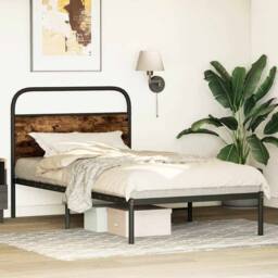 Berkfield Home Elegant Bed Frame Without Mattress 107x203 cm Smoked Oak Engineer in Brown - thumbnail 4