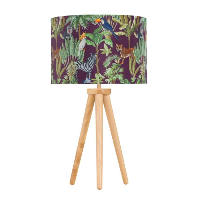 First Choice Lighting Voyage - Light Oak Table Lamp or Bedside Light with Safari Shade in Brown - image 1