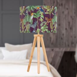 First Choice Lighting Voyage - Light Oak Table Lamp or Bedside Light with Safari Shade in Brown - thumbnail 5