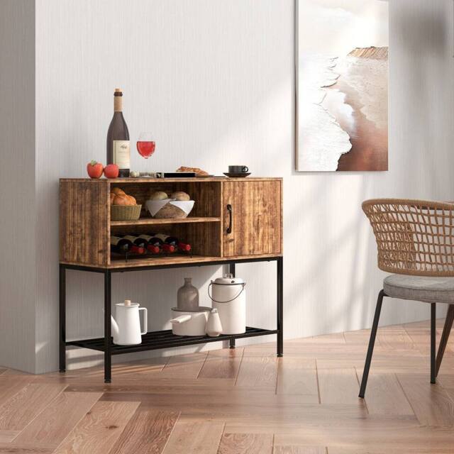 Costway Sideboard Buffet Cabinet Coffee Bar Cabinet Wooden Console Table in Brown - image 1
