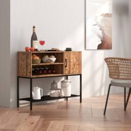 Costway Sideboard Buffet Cabinet Coffee Bar Cabinet Wooden Console Table in Brown - thumbnail 1