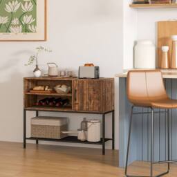 Costway Sideboard Buffet Cabinet Coffee Bar Cabinet Wooden Console Table in Brown - thumbnail 7