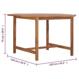 Berkfield Home Garden Dining Table 110x110x75 cm Solid Wood Teak in Brown - Size: 110 x 110 x 75 cm - thumbnail 7